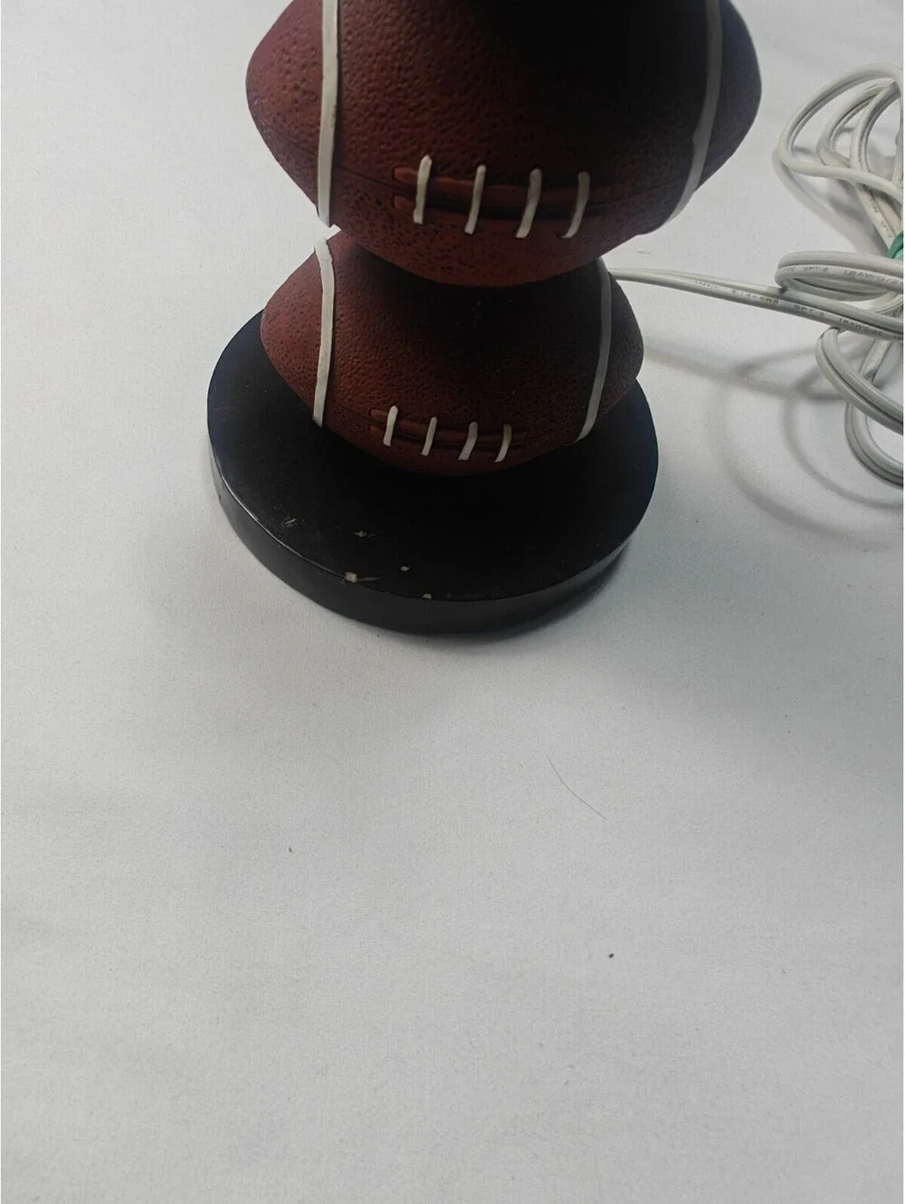 Football Table Lamp 3 Stacked Footballs Sports Decor Desk Lamp Brown WORKING